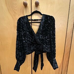 Bardot Black Textured Wrap Blouse